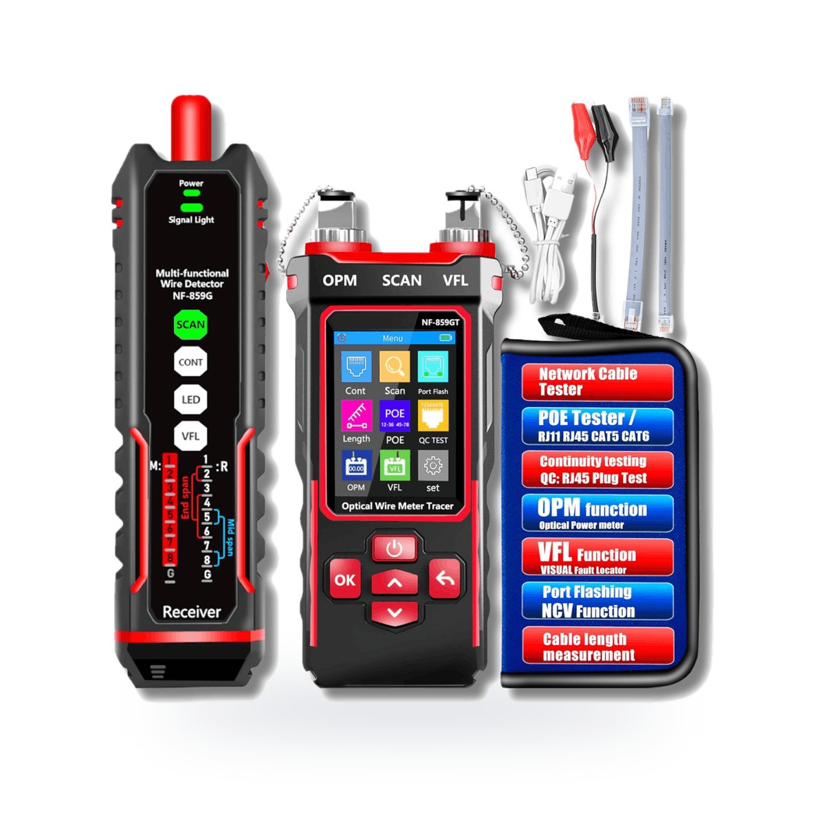 NOYAFA NF-859GT 10-in-1 Network & Fibre Cable Tester (OPM + VFL)